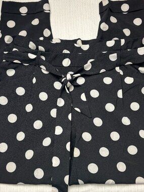 SOHO Limited Apparel Women’s Polka Dot Pants Size Small Black White Tie Belt